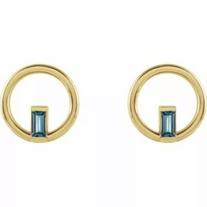 London Blue Topaz 14K Gold Circle Stud Earrings